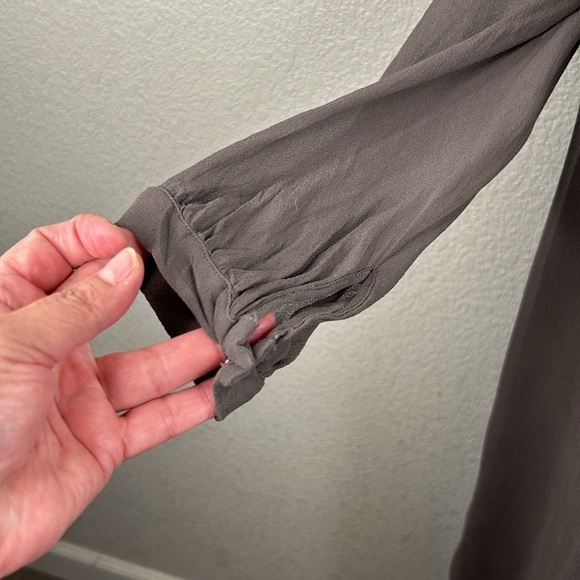 Crispin and Basilio 100% Silk Brown Long Sleeve Lagenlook Midi Dress Size Medium - Picture 4 of 10